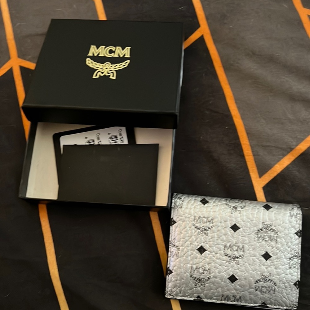 Metallic MCM leather wallet
